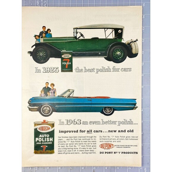 Du Pont Auto Polish and Cleaner 1925 to '63 Best Polish for Cars" Print Ad 1963 - Picture 2 of 3